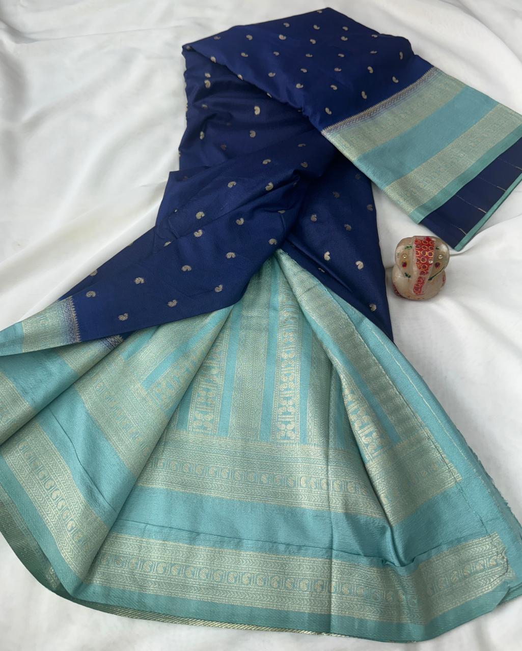Sindoor Red Mysore Crepe Saree with Contrast Bentex Border and Rich Zari Pallu